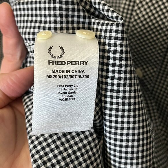 Fred Perry Gingham Check Cotton Button Down Long Sleeve Shirt - Men's Size XL - Picture 5 of 12